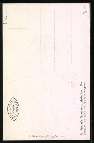 Künstler-AK Odysseus - Abzug aus der Höhle des Kyklopen