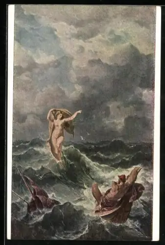 Künstler-AK Odysseus - Rettung durch Leukothea