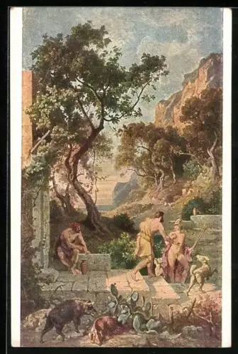 Künstler-AK Odysseus erblickt seinen Sohn beim Sauhirten