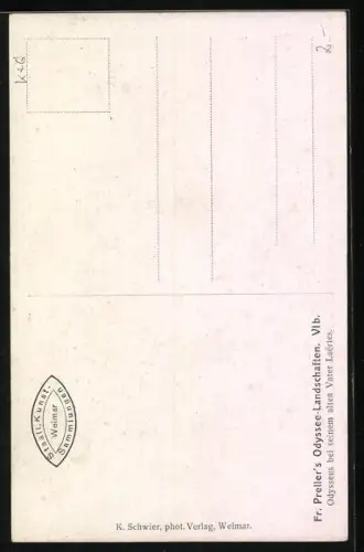 AK Odysseus bei seinem Vater Laertes, Fr. Prellers Odyssee-Landschaften