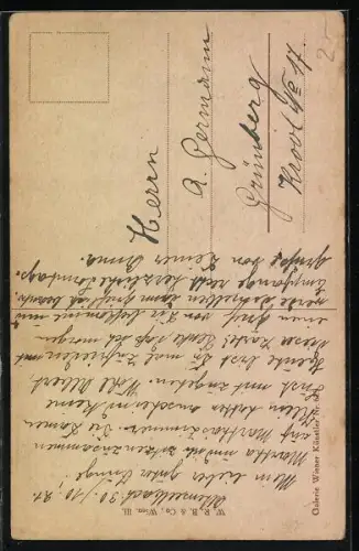 Künstler-AK Hans Zatzka: Ein Mann lehnt sich über einen Zaun zu einer Frau