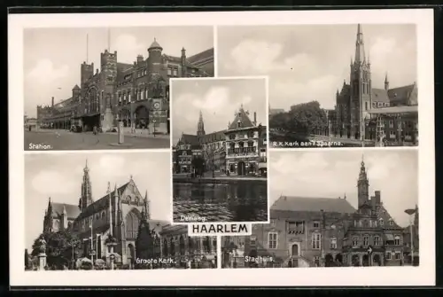 AK Haarlem, R. K. Kerk aan`t Spaarne, Stadhuis, Station