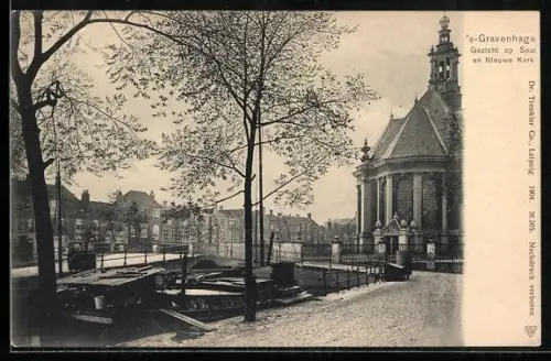 AK `s-Gravenhage, Gezicht op Spui en Nieuwe Kerk