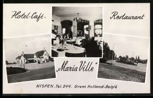 AK Nispen, Hotel-Cafe-Restaurant Maria Ville, Innenansicht, Strassenpartie