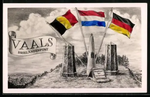 Künstler-AK Vaals, Drielandenpunt