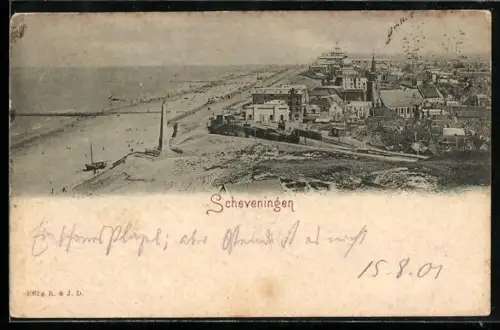 AK Scheveningen, Strand mit Kirche