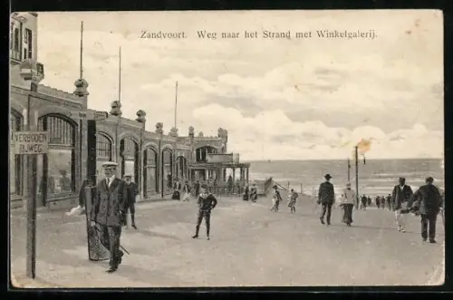 AK Zandvoort, Weg naar het Strand met Winkelgalerij