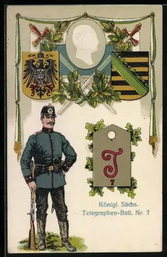 Lithographie Königl. Sächs. Telegraphen-Batl. Nr. 7