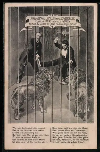 AK Carle Sepp als Daniel II. in der Grube bei der Dressur zweier Löwen