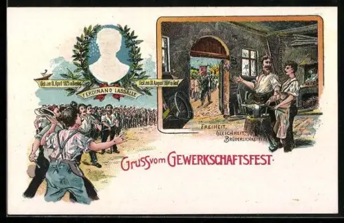 Lithographie Gewerkschaftsfest, Ferdinand Lasalle