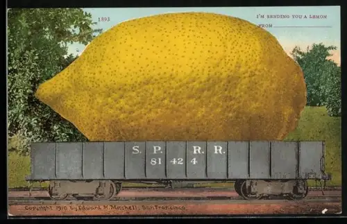 AK Optische Täuschung mit gigantischer Zitrone