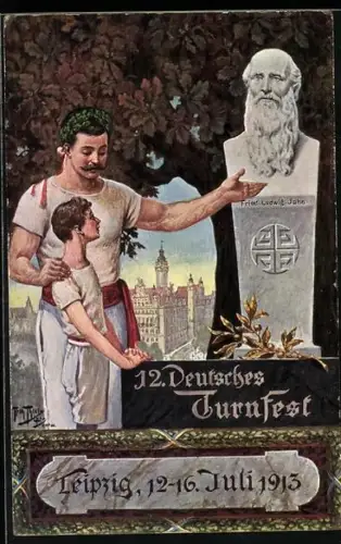Künstler-AK Arthur Thiele: Leipzig, 12. Deutsches Turnfest 1913, Sein Vorbild