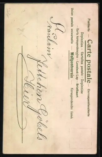 Lithographie Hellseherin mit Halbmond und Vogel auf einem Stab, Jugendstil