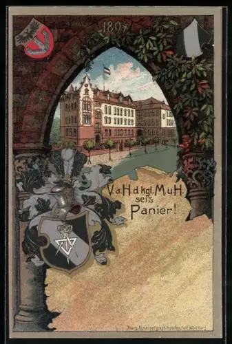 AK Duisburg, Maschinenbau- und Hüttenschule, Bismarckstrasse, Studentenwappen