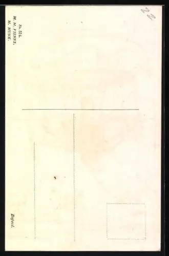 Künstler-AK M.Munk Nr. 514: Paar im Zeppelin unterwegs