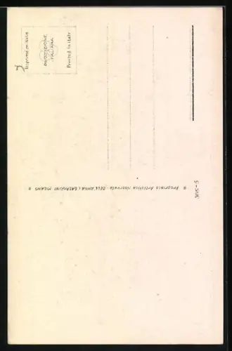 Künstler-AK Mauzan: junge Frau mit Strapse und Korsage küsst Maler in Morgenjackett, Farbpalette
