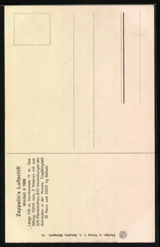 AK Stuttgart, Zeppelin's Luftschiff Modell 4 bei seiner letzten Landung am 5. August 1908