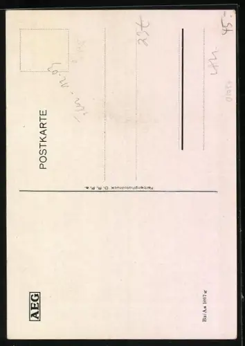 AK Hanni Weisse am AEG Kochherd, Reklame