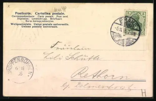 AK Briefmarken aus Deutsch-Ostafrika mit Schiffsmotiven, Wappen