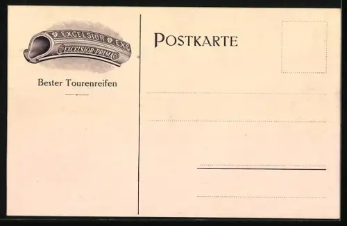 AK Albert Schipke, Reklame für Excelsior-Pneumatik, Motorrad und Fahrrad, Meisterfahrer Preussen 1911, Steherrennen