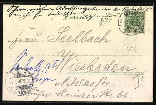 Lithographie Mainz, 500. Jubelfeier der Buchdruckerkunst 1900, Porträt von Johannes Gutenberg