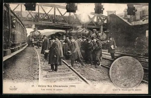 AK Eisenbahnerstreik 1910, Greve des Cheminots, les trains en panne