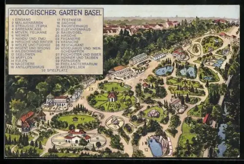 AK Basel, Zoologischer Garten, Totalansicht