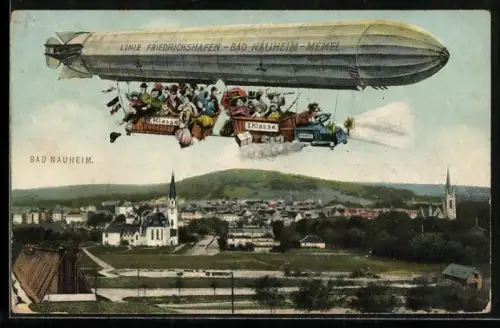 AK Bad Nauheim, Zeppelin der Linie Friedrichshafen-Memel