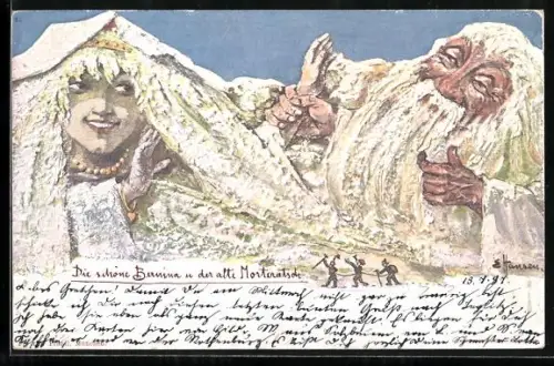 Künstler-AK sign. E. Hansen / Emil Nolde: Schöne Bernina und der alte Morteratsch, Berggesichter