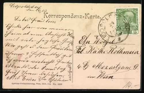 AK Leopoldsdorf /N.-Oe., Handlung des Ferdinand Berger mit Strassenpartie