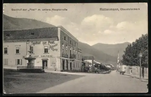 AK Rottenmann, Gasthaus zur Post in der unteren Hauptstrasse