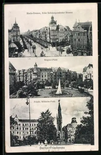 AK Berlin-Friedenau, Rheinstrasse, Ecke Schmargendorfer Strasse, Wagner-Platz