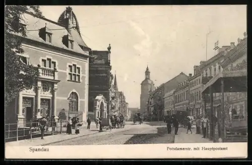 AK Berlin-Spandau, Potsdamerstrasse mit Hauptpostamt