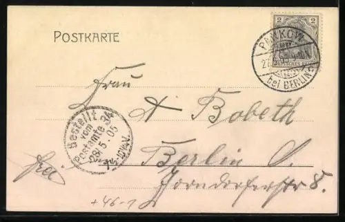 AK Berlin-Pankow, Breitestrasse mit Kirche, Strassenbahn