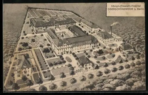 AK Oberschöneweide b. Berlin, Königin-Elisabeth-Hospital aus der Vogelschau
