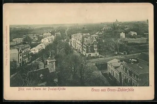 AK Berlin-Gross-Lichterfelde, Teilansicht vom Turm der Paulus-Kirche
