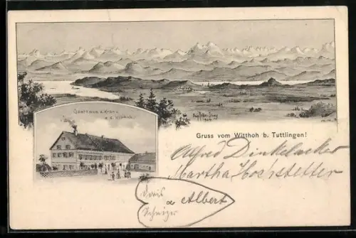 Künstler-AK Eugen Felle: Tuttlingen, Gasthaus zum Kranz auf dem Witthoh