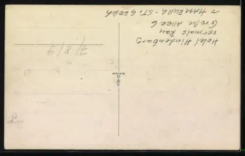 Foto-AK Hamburg-St.Georg, Hotel Hindenburg, vormals Rau, Grosse Allee 6