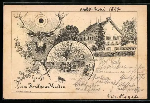 AK Gauting, Forsthaus Kasten, Gartenterrasse