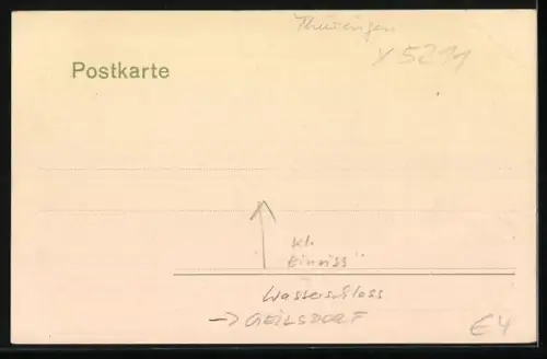 AK Geilsdorf, Wasserschloss mit Grünanlagen