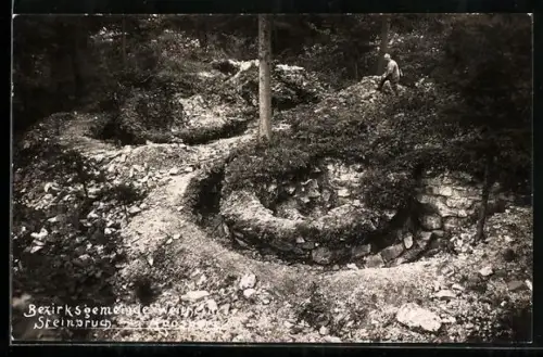 AK Murnau, Steinbruch Moosberg mit Besucher