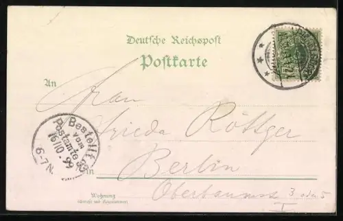 Lithographie Berlin-Grunewald, Saubucht Grunewald, Waldpartien