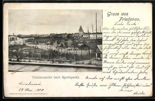 AK Berlin-Friedenau, Totalansicht mit Sportpark