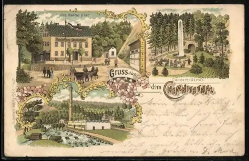 Lithographie Chemnitz, Gasthof zum Chemnitztal, Concert-Garten