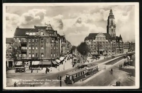 AK Berlin-Friedenau, Rheinstrasse Ecke Lauter- und Schmargendorfer Strasse, Strassenbahn