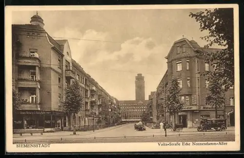 AK Berlin-Siemensstadt, Volta-Strasse Ecke Nonnendamm-Allee