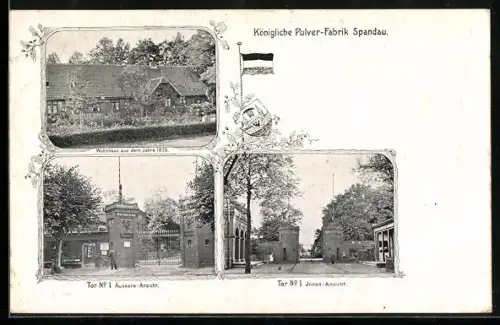 AK Spandau, Königliche Pulver-Fabrik, Wohnhaus und Tore