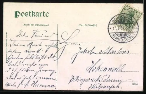 AK Berlin-Rummelsburg, Café Bellevue, Liebesinsel, Rathaus und Schule