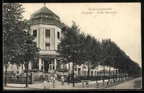 AK Berlin-Lichterfelde, Gebäudezeile in der Ringstrasse Ecke an der Dürerstrasse