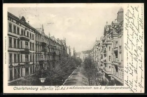 AK Berlin-Charlottenburg, Achenbachstrasse von der Nürnbergerstrasse